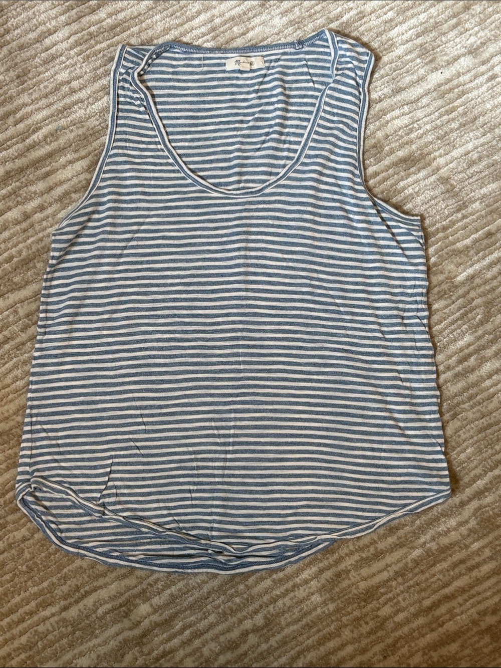 Striped Blue & White Sleeveless Tank Top